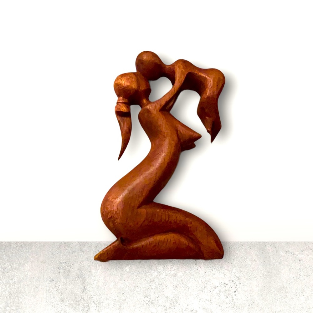 Mother and Child Wooden Sculpture